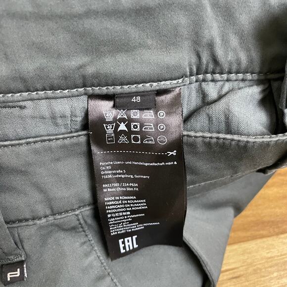 Porsche Design Mens Pants 48 32x32 Green Chino Trousers Flat Front Casual Cotton - Picture 11 of 12